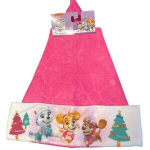 Nickelodeon Paw Patrol Girls Pink Santa Hat With Characters & Trees